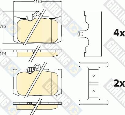 Girling 6144606 - Bremžu uzliku kompl., Disku bremzes adetalas.lv