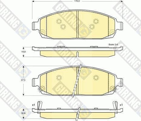 Girling 6141369 - Bremžu uzliku kompl., Disku bremzes adetalas.lv