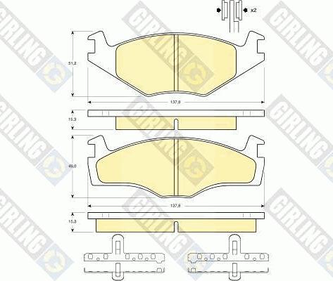 Girling 6104595 - Bremžu uzliku kompl., Disku bremzes adetalas.lv