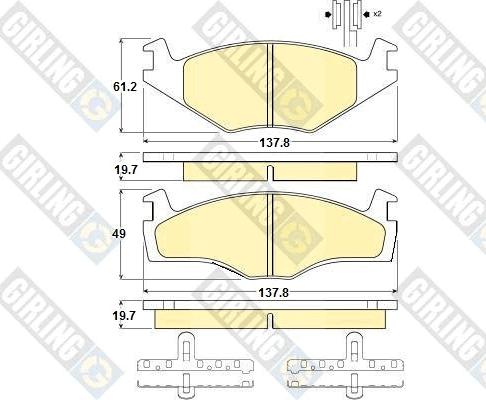 Girling 6104545 - Bremžu uzliku kompl., Disku bremzes adetalas.lv