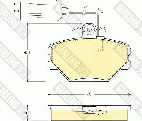 Girling 6108521 - Bremžu uzliku kompl., Disku bremzes adetalas.lv