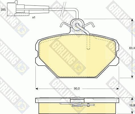 Girling 6108331 - Bremžu uzliku kompl., Disku bremzes adetalas.lv