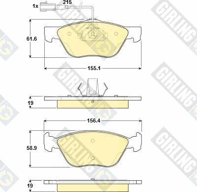 Girling 6114452 - Bremžu uzliku kompl., Disku bremzes adetalas.lv