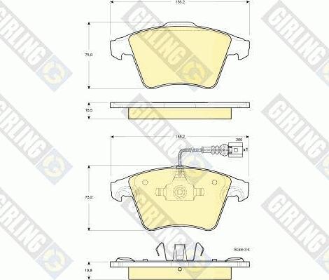 Girling 6115552 - Bremžu uzliku kompl., Disku bremzes adetalas.lv