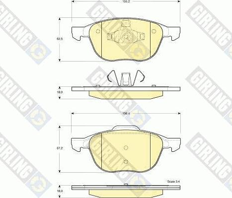 Girling 6115832 - Bremžu uzliku kompl., Disku bremzes adetalas.lv