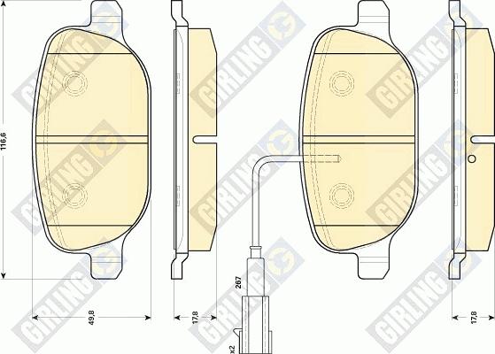 Girling 6118511 - Bremžu uzliku kompl., Disku bremzes adetalas.lv