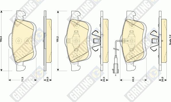 Girling 6118644 - Bremžu uzliku kompl., Disku bremzes adetalas.lv