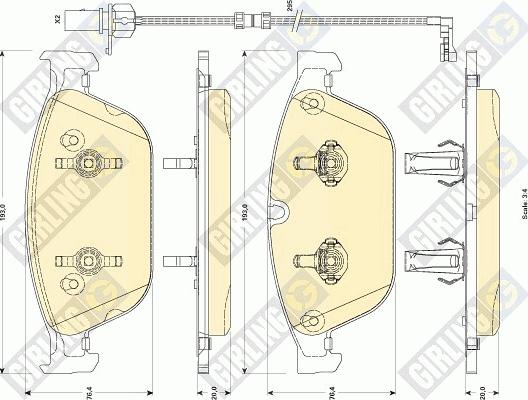 Girling 6118842 - Bremžu uzliku kompl., Disku bremzes adetalas.lv