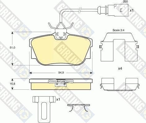 Girling 6113691 - Bremžu uzliku kompl., Disku bremzes adetalas.lv