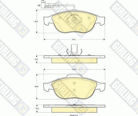 Girling 6113372 - Bremžu uzliku kompl., Disku bremzes adetalas.lv