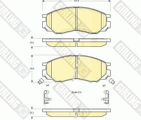 Girling 6112869 - Bremžu uzliku kompl., Disku bremzes adetalas.lv