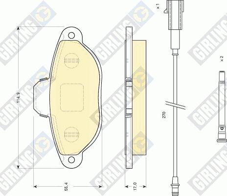 Girling 6117453 - Bremžu uzliku kompl., Disku bremzes adetalas.lv