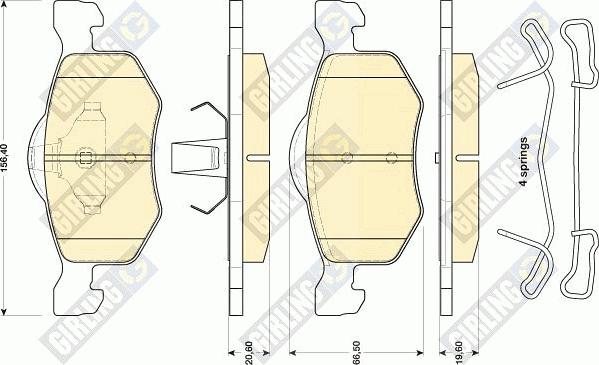 Girling 6117532 - Bremžu uzliku kompl., Disku bremzes adetalas.lv