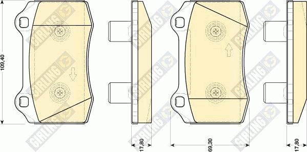 Girling 6117739 - Bremžu uzliku kompl., Disku bremzes adetalas.lv