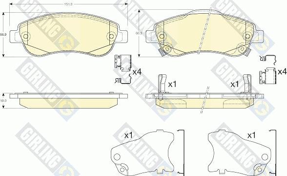 Girling 6135593 - Bremžu uzliku kompl., Disku bremzes adetalas.lv