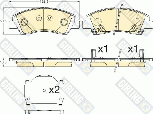 Girling 6136186 - Bremžu uzliku kompl., Disku bremzes adetalas.lv