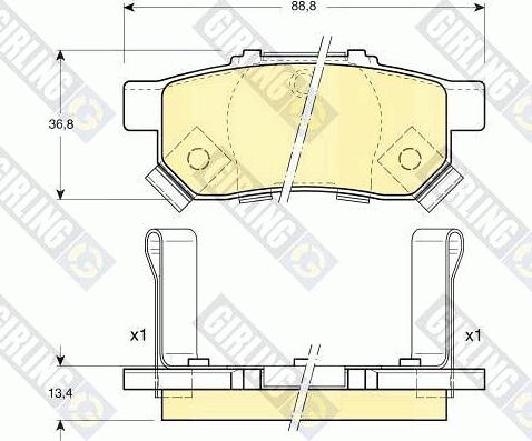 Girling 6131749 - Bremžu uzliku kompl., Disku bremzes adetalas.lv