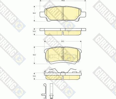 Girling 6133419 - Bremžu uzliku kompl., Disku bremzes adetalas.lv