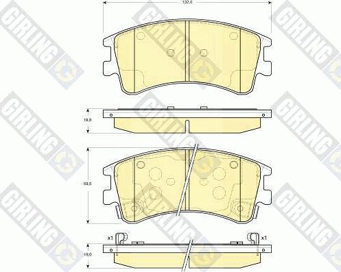 Girling 6133109 - Bremžu uzliku kompl., Disku bremzes adetalas.lv