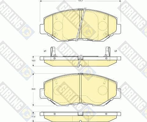 Girling 6133259 - Bremžu uzliku kompl., Disku bremzes adetalas.lv