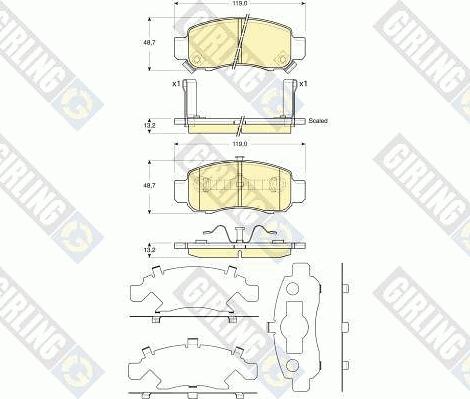 Girling 6133769 - Bremžu uzliku kompl., Disku bremzes adetalas.lv