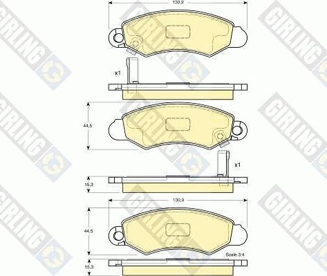 Girling 6132154 - Bremžu uzliku kompl., Disku bremzes adetalas.lv