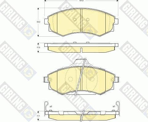 Girling 6132839 - Bremžu uzliku kompl., Disku bremzes adetalas.lv