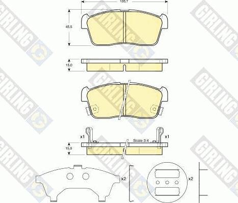 Girling 6132369 - Bremžu uzliku kompl., Disku bremzes adetalas.lv