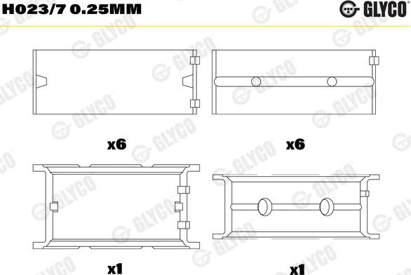 Glyco H023/7 0.25mm - Kloķvārpstas gultnis adetalas.lv