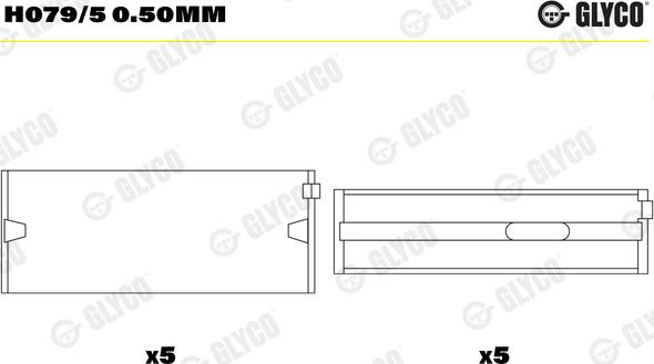 Glyco H079/5 0.50mm - Kloķvārpstas gultnis adetalas.lv