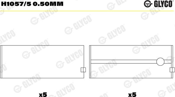 Glyco H1057/5 0.50mm - Kloķvārpstas gultnis adetalas.lv