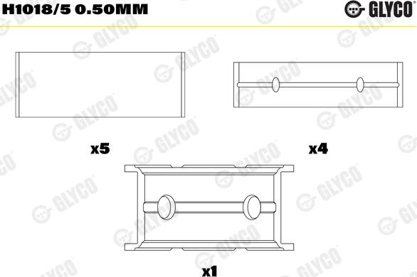 Glyco H1018/5 0.50mm - Kloķvārpstas gultnis adetalas.lv