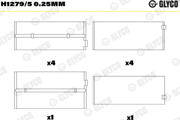 Glyco H1279/5 0.25mm - Kloķvārpstas gultnis adetalas.lv