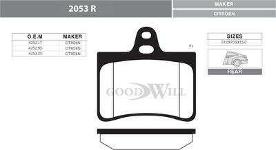 GoodWill 2053 R - Bremžu uzliku kompl., Disku bremzes adetalas.lv