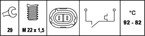 HELLA 6ZT 007 808-011 - Termoslēdzis, Radiatora ventilators adetalas.lv