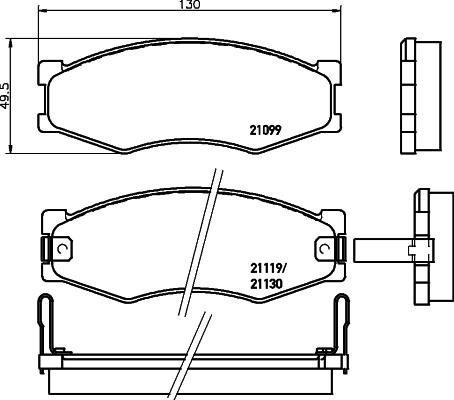 HELLA 8DB 355 005-621 - Bremžu uzliku kompl., Disku bremzes adetalas.lv