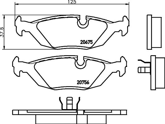 HELLA 8DB 355 006-041 - Bremžu uzliku kompl., Disku bremzes adetalas.lv