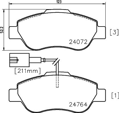 HELLA 8DB 355 014-471 - Bremžu uzliku kompl., Disku bremzes adetalas.lv