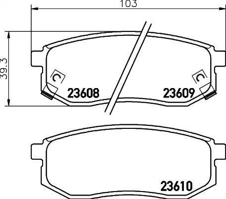 HELLA 8DB 355 010-011 - Bremžu uzliku kompl., Disku bremzes adetalas.lv