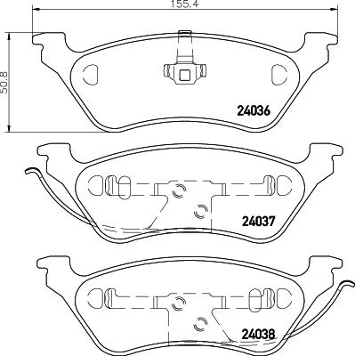 HELLA 8DB 355 011-061 - Bremžu uzliku kompl., Disku bremzes adetalas.lv