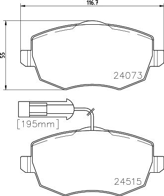 HELLA 8DB 355 012-851 - Bremžu uzliku kompl., Disku bremzes adetalas.lv