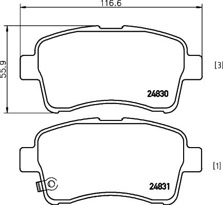 HELLA 8DB 355 029-681 - Bremžu uzliku kompl., Disku bremzes adetalas.lv