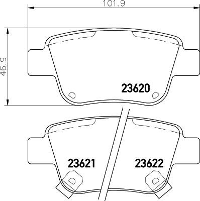 HELLA 8DB 355 029-621 - Bremžu uzliku kompl., Disku bremzes adetalas.lv