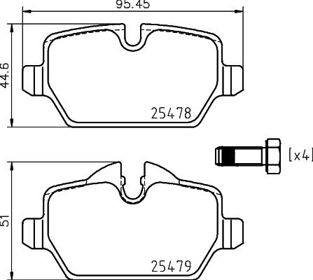 HELLA 8DB 355 026-041 - Bremžu uzliku kompl., Disku bremzes adetalas.lv