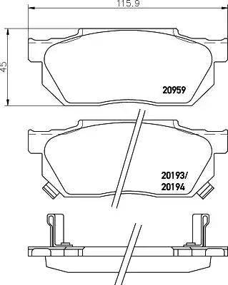 HELLA 8DB 355 005-641 - Bremžu uzliku kompl., Disku bremzes adetalas.lv