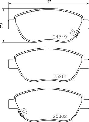 HELLA 8DB 355 020-881 - Bremžu uzliku kompl., Disku bremzes adetalas.lv