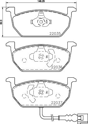 HELLA 8DB 355 021-951 - Bremžu uzliku kompl., Disku bremzes adetalas.lv