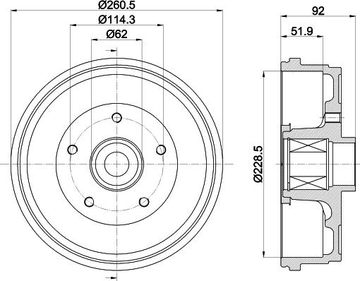 HELLA 8DT 355 303-401 - Bremžu trumulis adetalas.lv