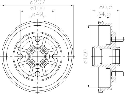 HELLA 8DT 355 302-061 - Bremžu trumulis adetalas.lv