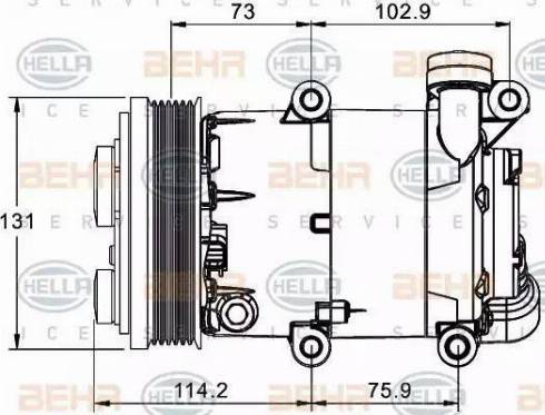 HELLA 8FK 351 334-031 - Kompresors, Gaisa kond. sistēma adetalas.lv